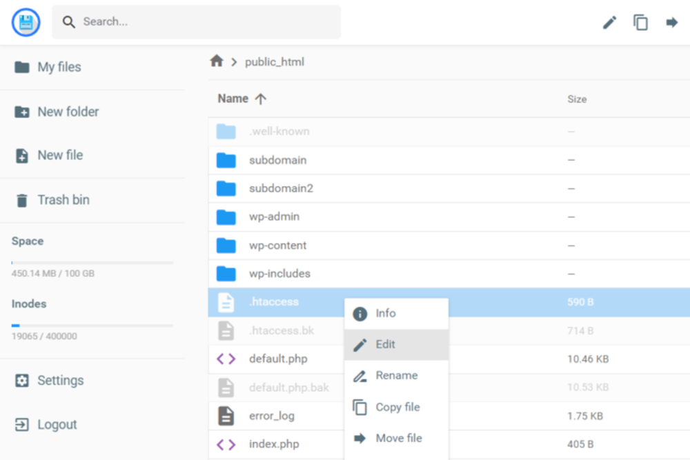 Locate the .htaccess File in WordPress Hostinger
